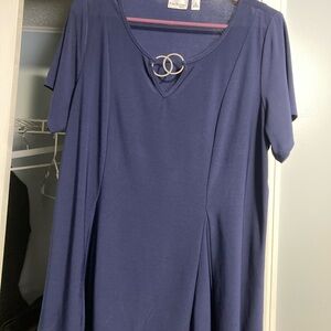 Kim Rogers Navy Top with Silver Accent